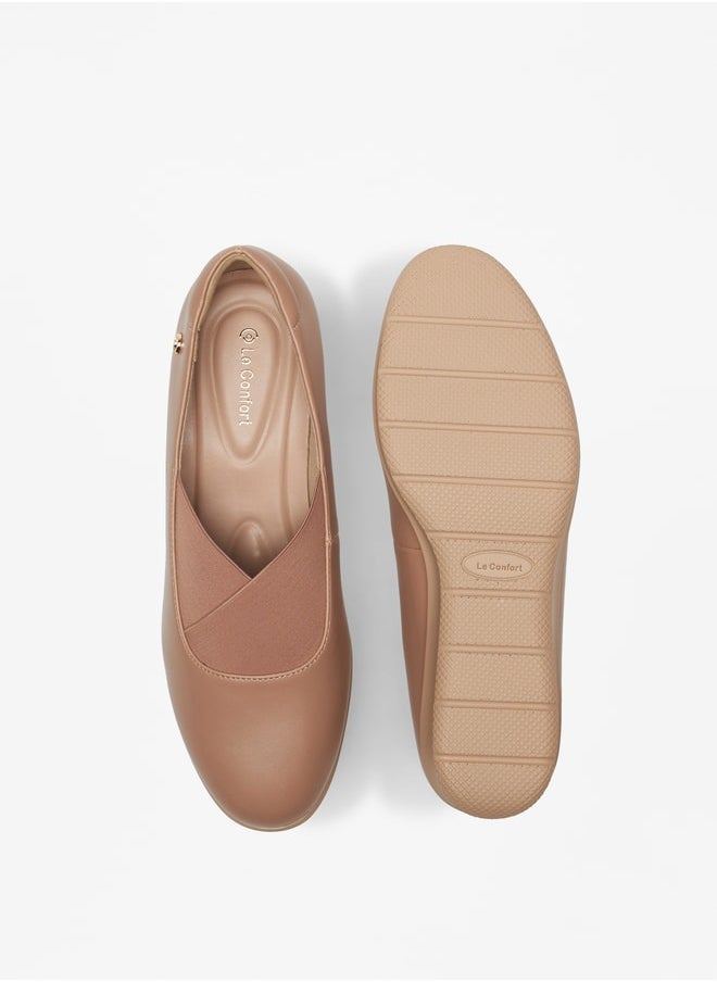 Le Confort - Women's Slip-On Ballerina Shoes with Wedge Heels - Image 1