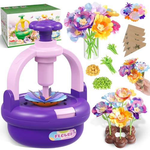 TingingYuli Arts and Crafts Kit for Kids Ages 48Flower Bouquet ToysDIY Flower Market ToysBuild Your Flower BouquetEducational Christmas Birthday Easter Gifts for 3 4 5 6 7 8 9 Year Old GirlsPurple - Image 1