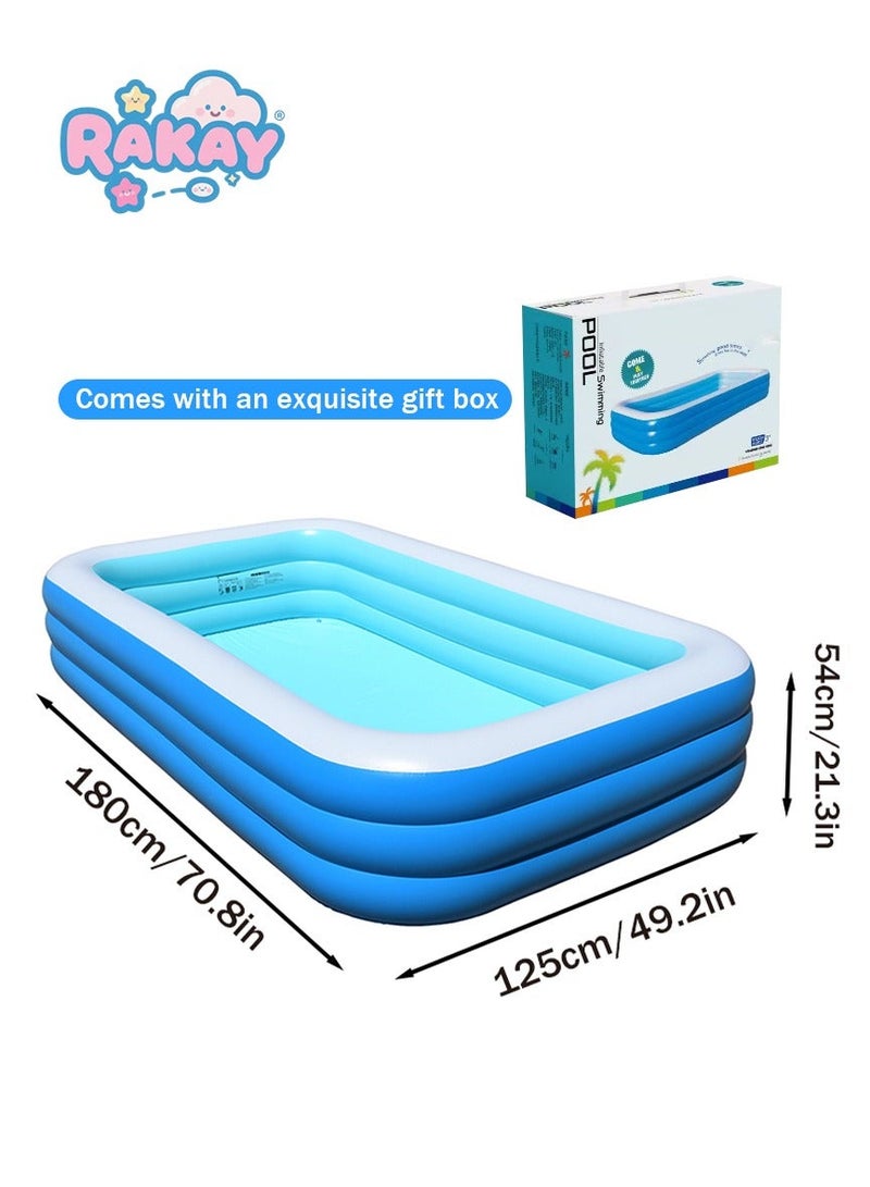RAKAY Upgraded Version Inflatable Pool,180×125×54cm. Indoor Ball Pit Sand Pit，3 Air Chambers, Home Multi-Purpose Design, Pvc Material Wall Thickness 0.5mm，Thicker And More Durable - Image 1