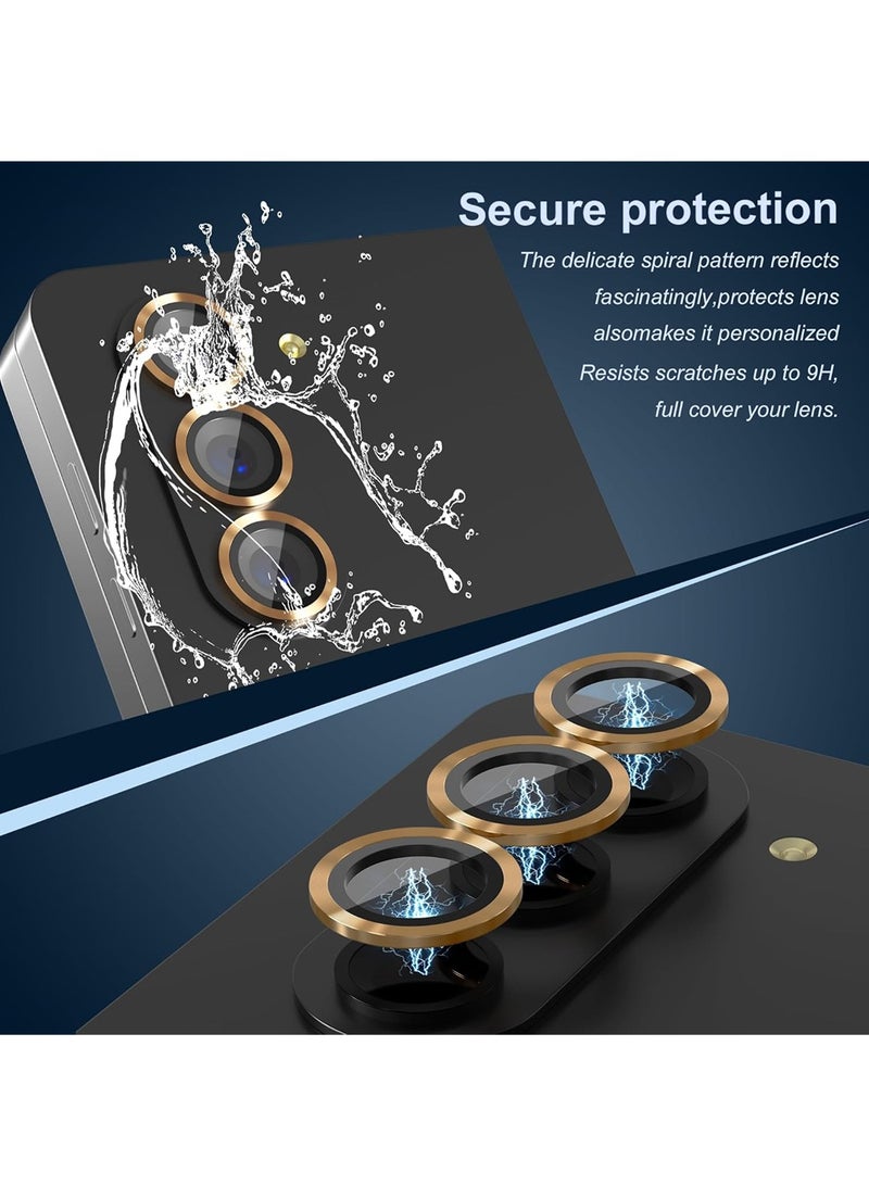 Wtech Samsung Galaxy Z Fold6 5G 2024 Premium Camera Lens Tempered Glass Protector Sheild (MLHICR) - Black/Gold - Image 2