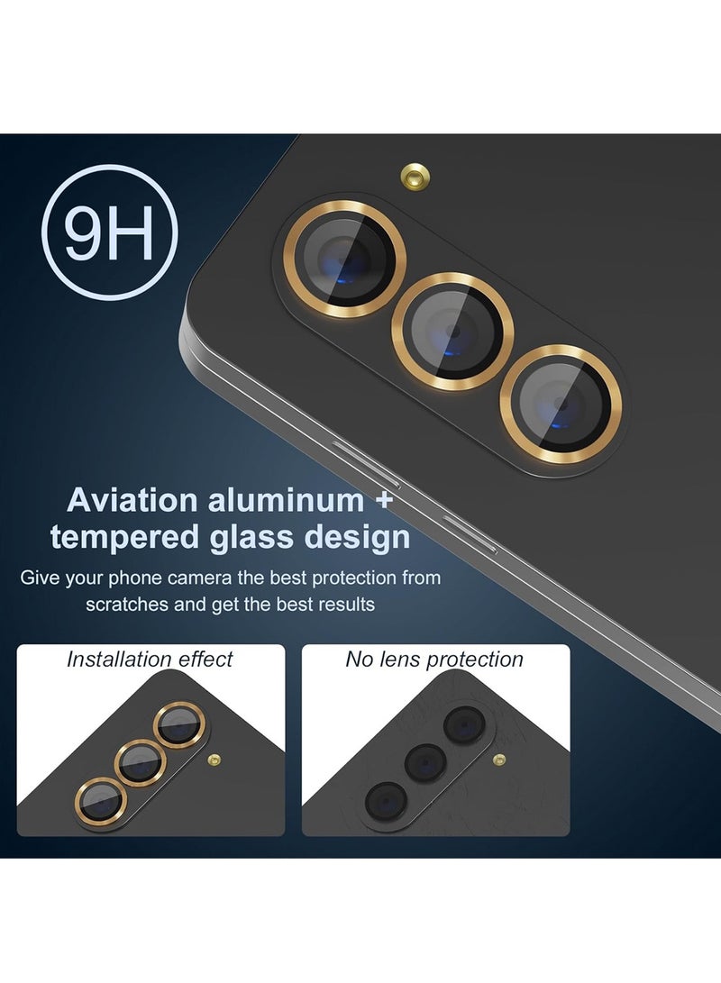 Wtech Samsung Galaxy Z Fold6 5G 2024 Premium Camera Lens Tempered Glass Protector Sheild (MLHICR) - Black/Gold - Image 3