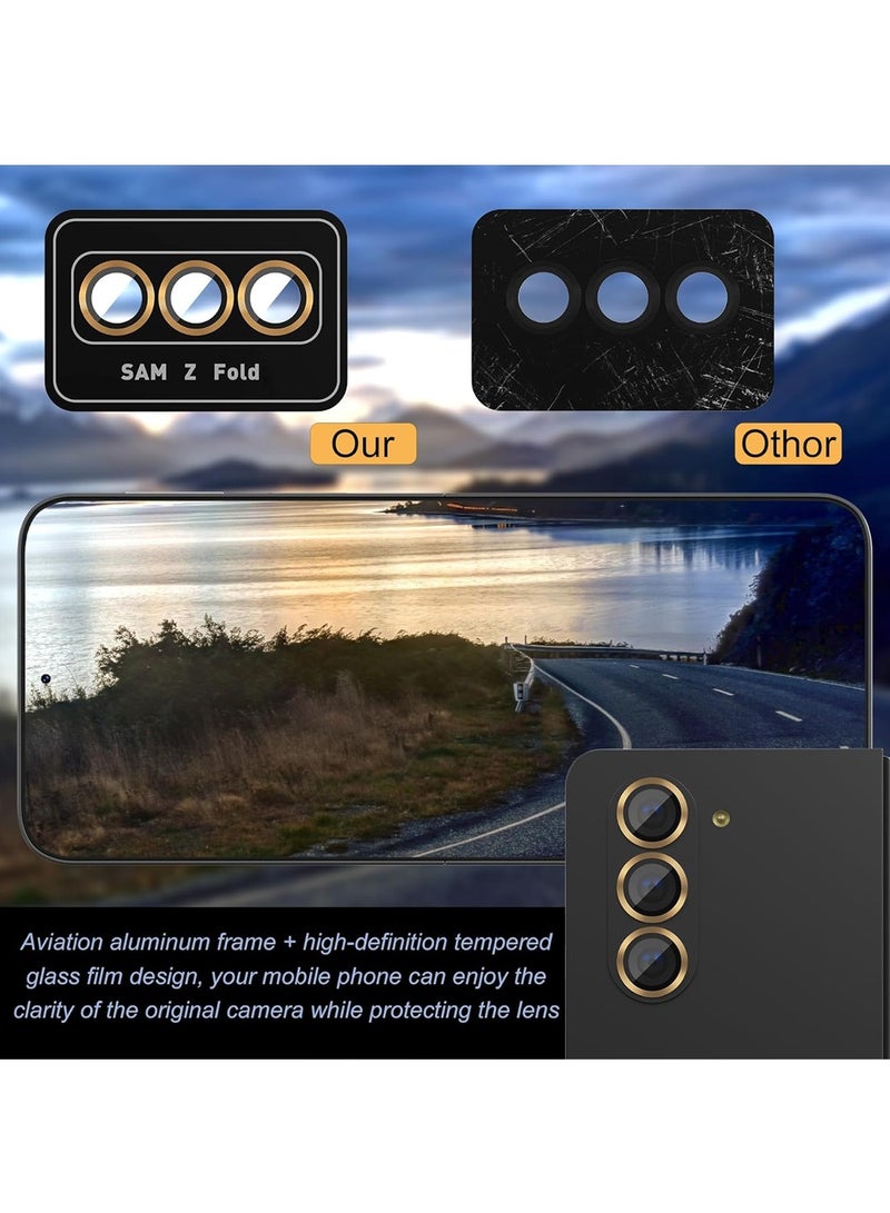 Wtech Samsung Galaxy Z Fold6 5G 2024 Premium Camera Lens Tempered Glass Protector Sheild (MLHICR) - Black/Gold - Image 5