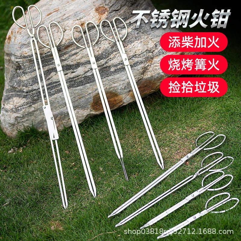 Stainless Steel Tongs Extra-Long Trash Pickup White 