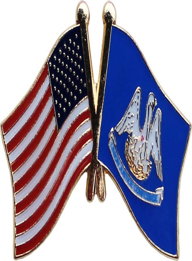 Flagline USA and Louisiana Flag Die-struck Metal Friendship Lapel Pin with Butterfly Clasp Closure - Image 1