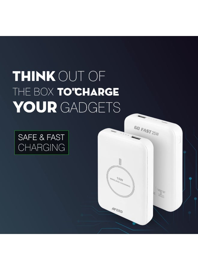 ERD Premium Stylish High Gloss Fast Charging 10000 mAh Power Bank 15W Portable Charger with 1 USB A Ports & 1 USB C Port - Charging Indication iPhone, Samsung Galaxy, AirPods, iPad, and more - Image 3