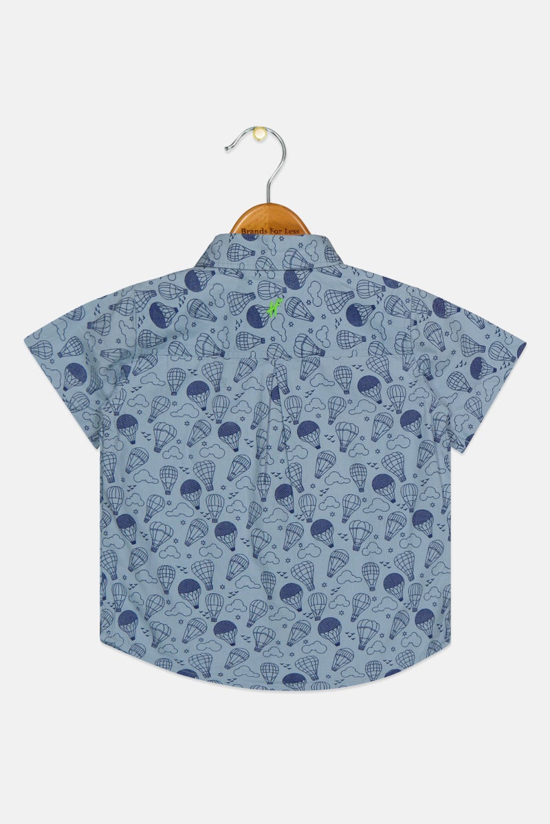 Hamleys Toddlers Boy Short Sleeve Allover Print Casual Shirt, Blue - Image 3