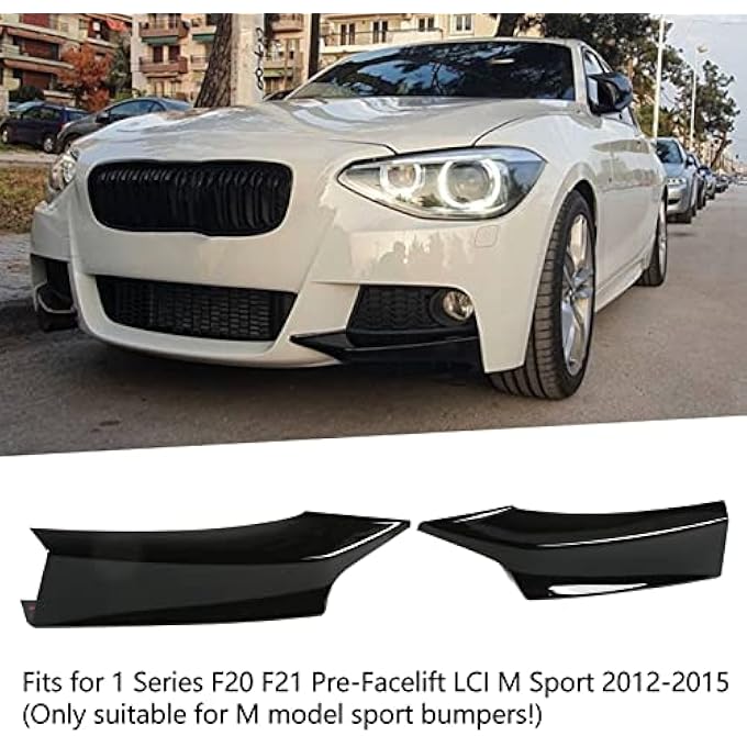 Brilluxa Front Bumper Splitter, Lip Spoiler Side Diffuser Compatible with BMW 1 Series F20 F21 M Sport 2012-2015, Pre-Facelift Bumper Lip Kit, Front Spoiler Extension, Car Body Aero Trim - Image 2