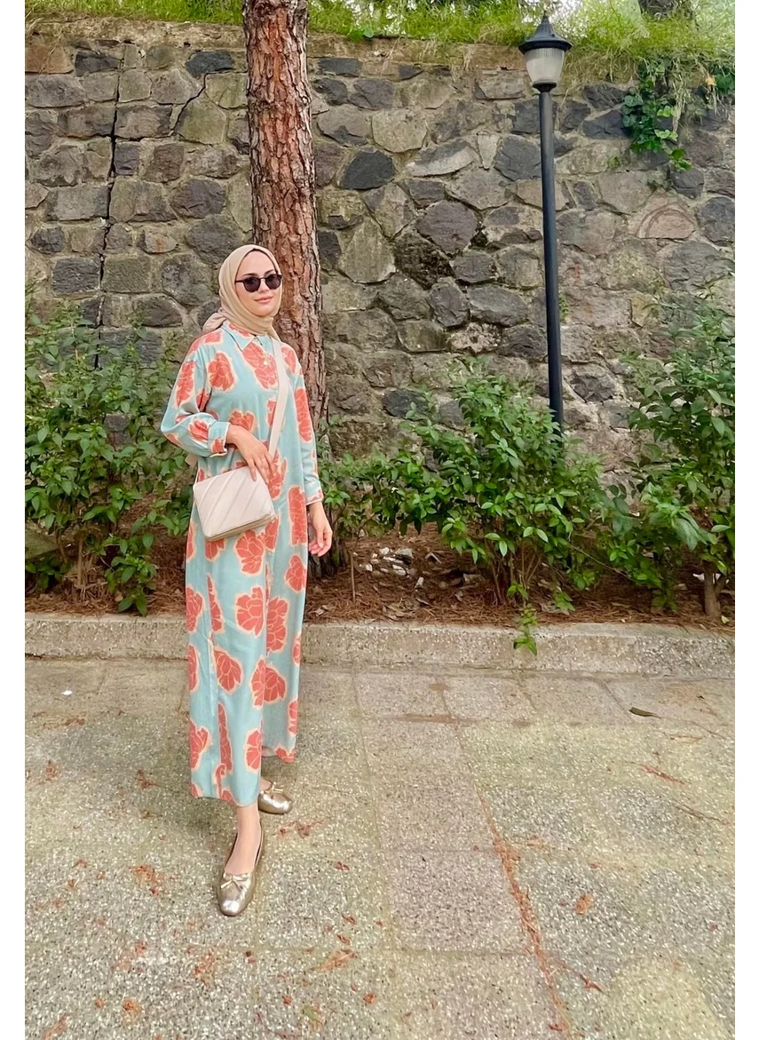 Mevra Floral Patterned Shirt Dress Çağla