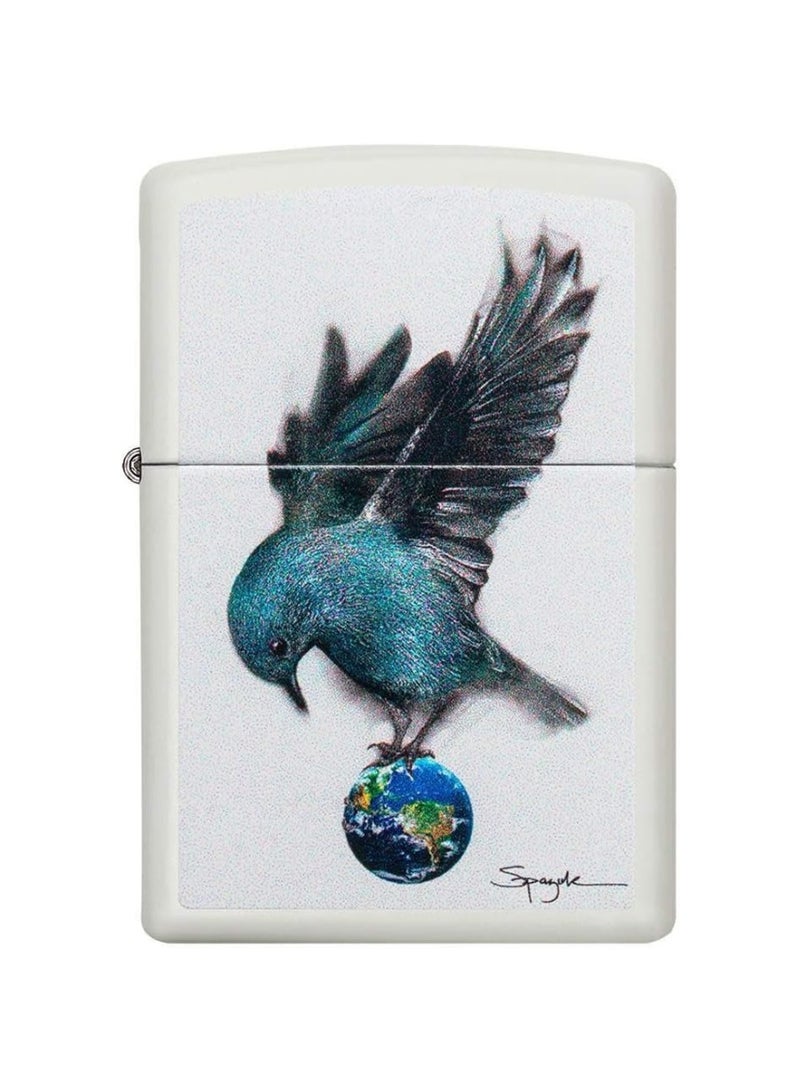 Zippo Spazuk Bluebird Perched on Earth Pocket Lighter - Image 1