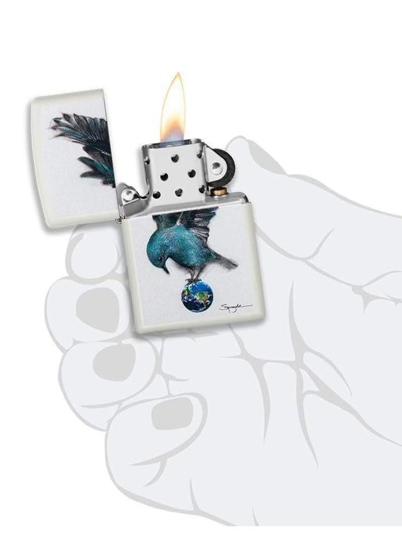 Zippo Spazuk Bluebird Perched on Earth Pocket Lighter - Image 5