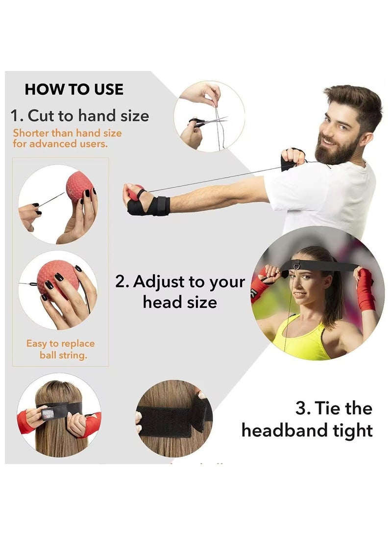 Mmmon Boxing Reflex Ball 3 Difficulty Level Boxing Ball with Headband Suit for Reaction, Agility, Punching Speed, Fight Skill and Hand Eye Coordination Training for Kids and Adults  - Image 3