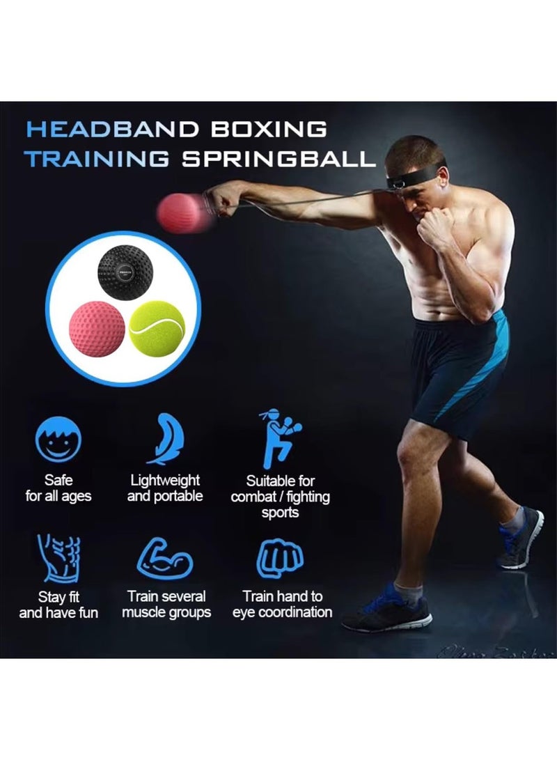 Mmmon Boxing Reflex Ball 3 Difficulty Level Boxing Ball with Headband Suit for Reaction, Agility, Punching Speed, Fight Skill and Hand Eye Coordination Training for Kids and Adults  - Image 5