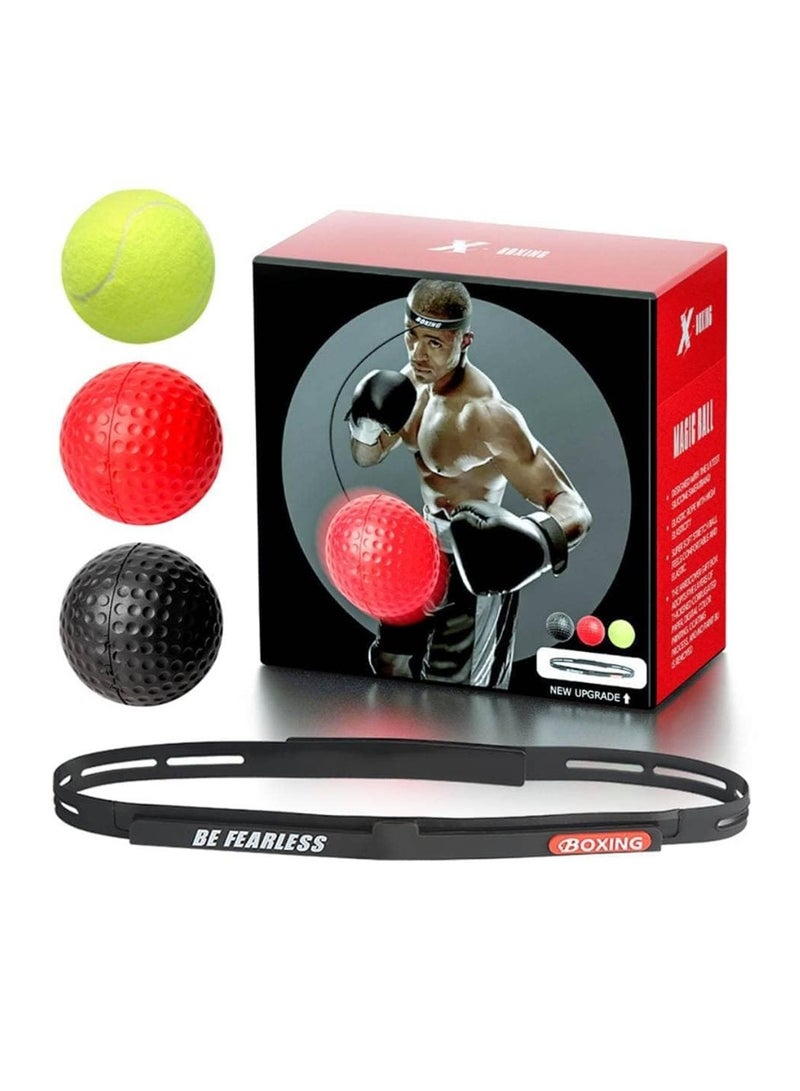 Mmmon Boxing Reflex Ball 3 Difficulty Level Boxing Ball with Headband Suit for Reaction, Agility, Punching Speed, Fight Skill and Hand Eye Coordination Training for Kids and Adults  - Image 1