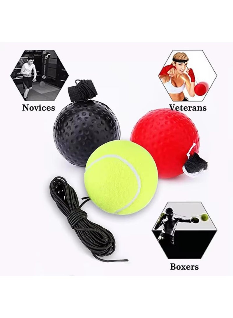 Mmmon Boxing Reflex Ball 3 Difficulty Level Boxing Ball with Headband Suit for Reaction, Agility, Punching Speed, Fight Skill and Hand Eye Coordination Training for Kids and Adults  - Image 2