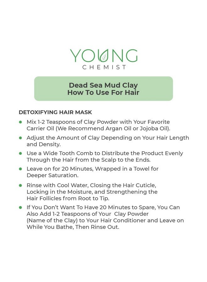 Young Chemist's Dead Sea Mud Clay/Raw, Vegan and Organic/Good for Body, Face and Hair (all Skin Type, Powder Form, Grey, 1 kg) - Image 5