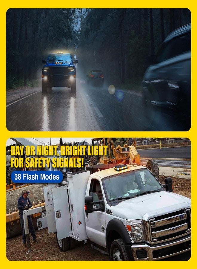LUMENIX 42 LED Roof Top Strobe Beacon Light Bar Hazard Warning Emergency Flashing Plow Lights with Controller for Construction Vehicles Tow Trucks Postal Cars Snowplow Amber White (Patent Design) - Image 4