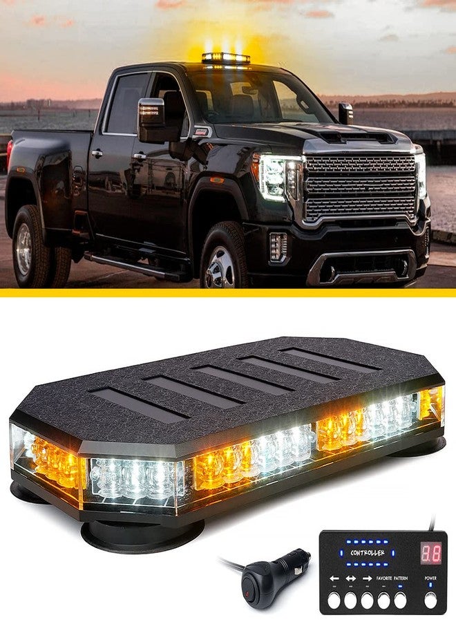 LUMENIX 42 LED Roof Top Strobe Beacon Light Bar Hazard Warning Emergency Flashing Plow Lights with Controller for Construction Vehicles Tow Trucks Postal Cars Snowplow Amber White (Patent Design) - Image 1