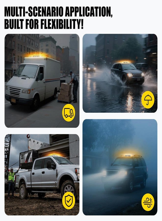 LUMENIX 42 LED Roof Top Strobe Beacon Light Bar Hazard Warning Emergency Flashing Plow Lights with Controller for Construction Vehicles Tow Trucks Postal Cars Snowplow Amber White (Patent Design) - Image 5