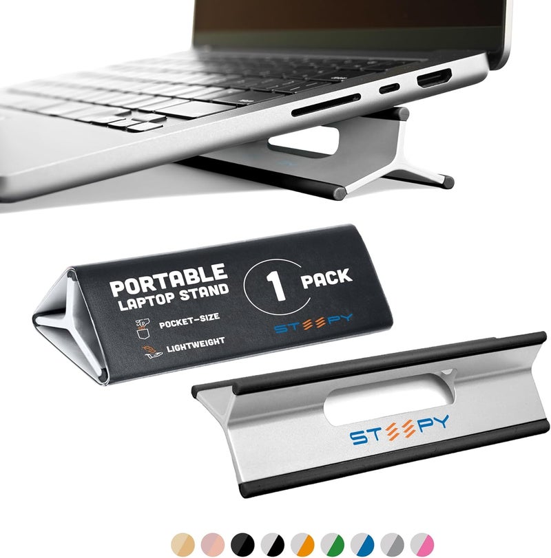 Steepy Portable Laptop Stand for Desk – Adjustable Height, & Portable Laptop Holder – Ergonomic Computer Stand for Cooling & Comfort – Slip-Proof, Sturdy Design – Universal Fit for 13-17 Inch Devices - Image 1