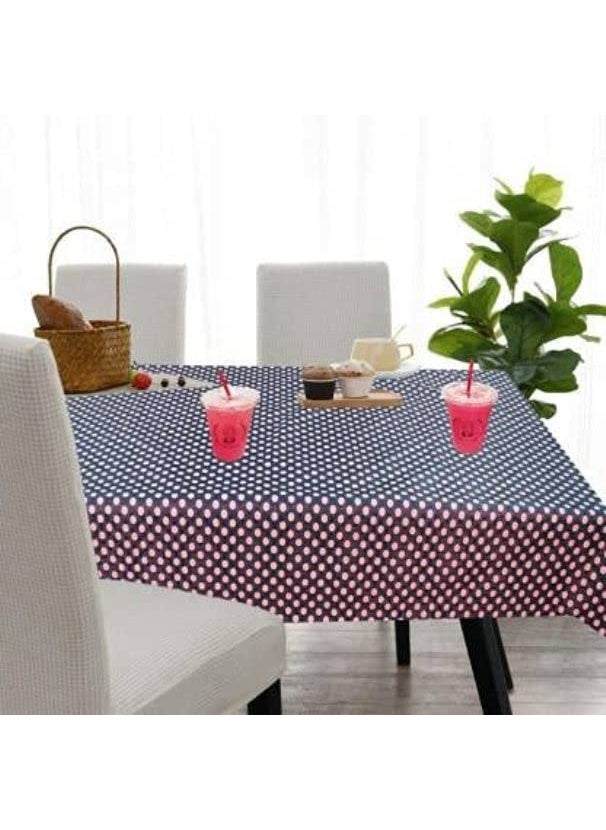 craft city CRAFT CITY Navy Blue Polka Dots Print Center & Dining Table Cover for 2 to 6 Seater Table Cloth/Water and dust with Oil-Proof PVC Rectangular Shape (54x78 inch) 