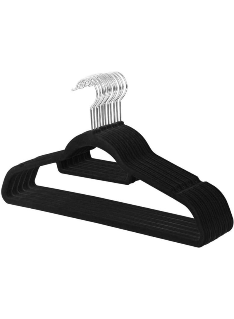 Bukela Kids Clothes Hangers,Kids Plastic Hangers Closet,Toddlers Kids Clothes Hangers Velvet Kids Toddlers Coat Hangers with Ultra Thin & Durable Plastic Non-Slip Design 50 Pack(Black) - Image 1