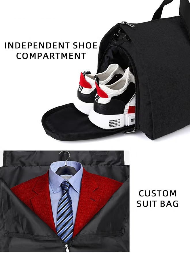كان واي حقيبة أمتعة للياقة البدنية متعددة الوظائف للرجال الأعمال سعة كبيرة قابلة للتوسيع حقيبة بدلة للرجال منفصلة عن حقيبة سفر جافة ورطبة قابلة للطي مقاومة للماء مع حجرة مستقلة للأحذية - Image 2