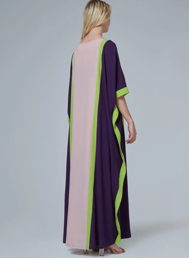 leem Contrast Sleeve Kaftan