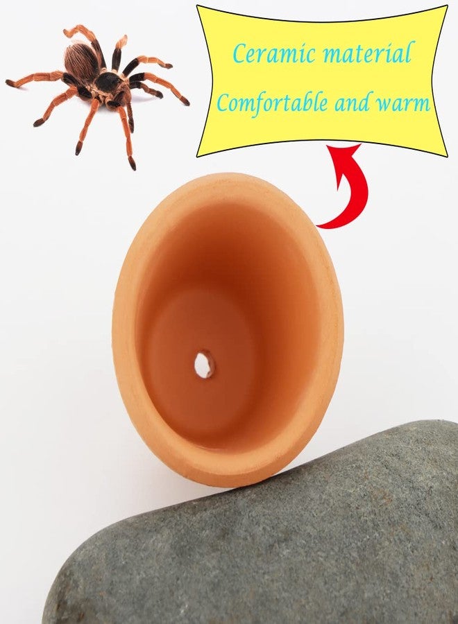 DQITJ 2 Pcs Spider Ceramic Small Hideout Shelter, with 6 Pcs Micro Water Bowl for Tarantula Scorpion Millipede Spider Tiny Reptile - Image 3