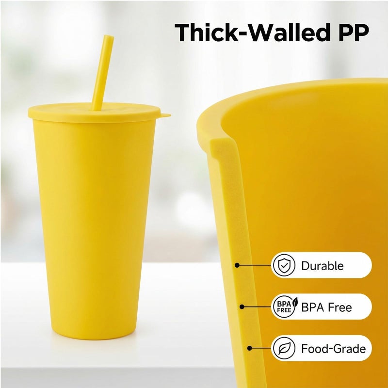 WEXINHAO 32 oz Cups with Lids and Straws Bulk, Reusable Cup with Lid and Straw, Iced Tea Coffee Mug set of 8 for Home Travel Parties - Image 3