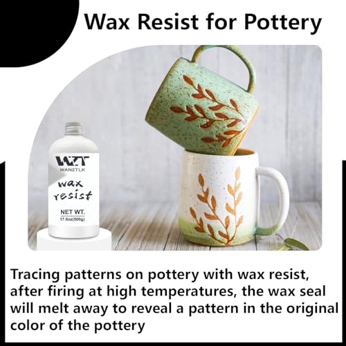 EIGTWEN 500g Wax Resist for Pottery Glaze, Tracing Patterns on Pottery with Wax Resist, After Firing at High Temperatures, The Wax Seal Will Melt Away to Reveal a Pattern in The Original Color of The Pottery - Image 2