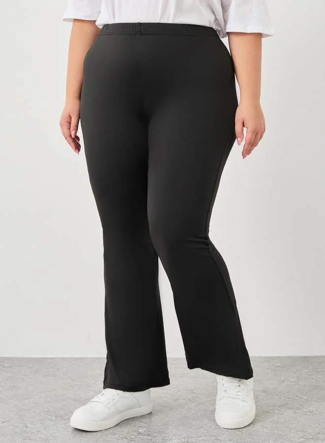 Styli Styli Plus Flared Leggings with Elastic Waist