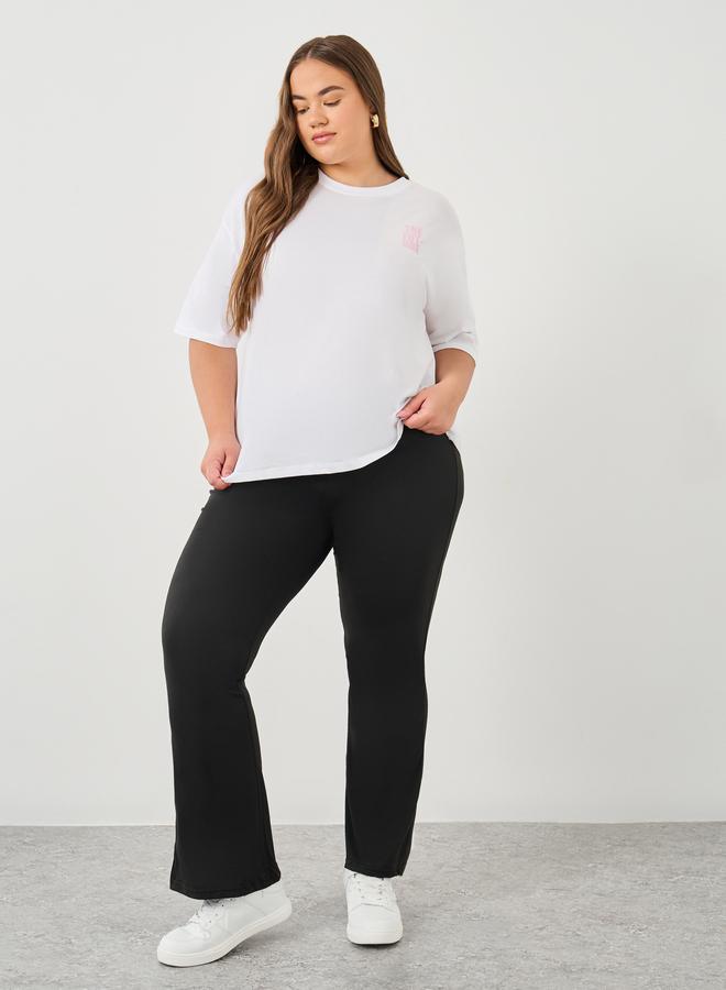 Styli Plus Flared Leggings with Elastic Waist - Image 1