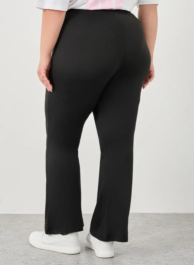 Styli Styli Plus Flared Leggings with Elastic Waist