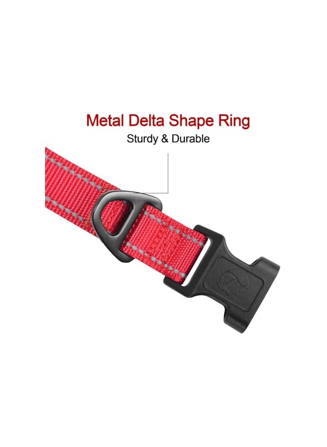 Reflective Dog Collar, Soft Neoprene Padded, Metal D-Ring, Nylon Pet Collar Adjustable for Small Dogs, Red, S - Image 3