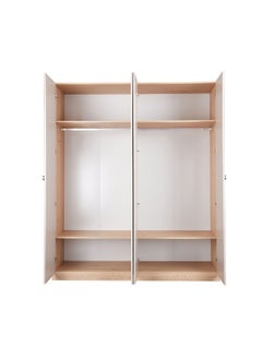 DANUBE HOME Cardano 4 Door Wardrobe With 2 Mirrors Sturdy Closet Clothes Storage Cupboard Modern Design Space Saving Swing Door Cabinet For Bedroom L181.6Xw59.6Xh216Cm - Natural Oak/Champagne  - Image 4