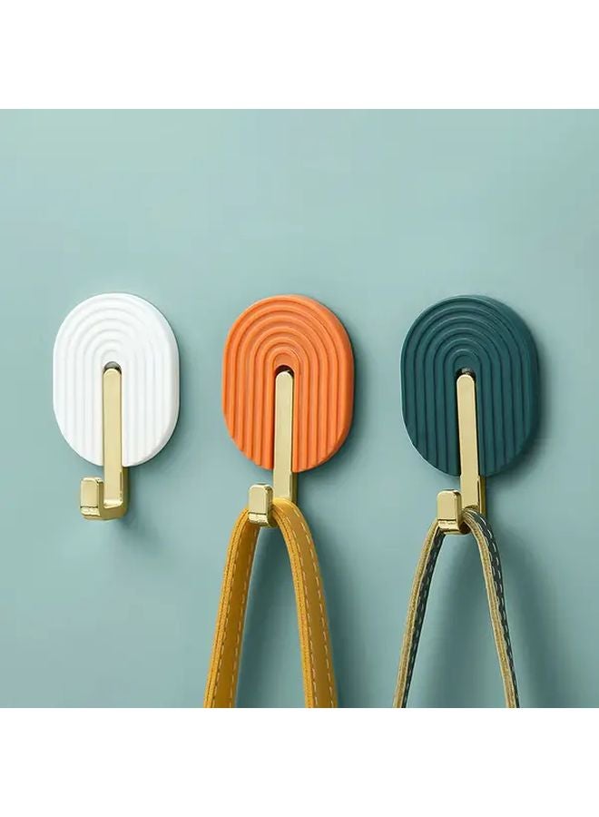 Tangerine Plastic Wall Mount Hooks Self Adhesive Easy Install Multifunctional Towel Kitchen Utensil Hanger - Image 2