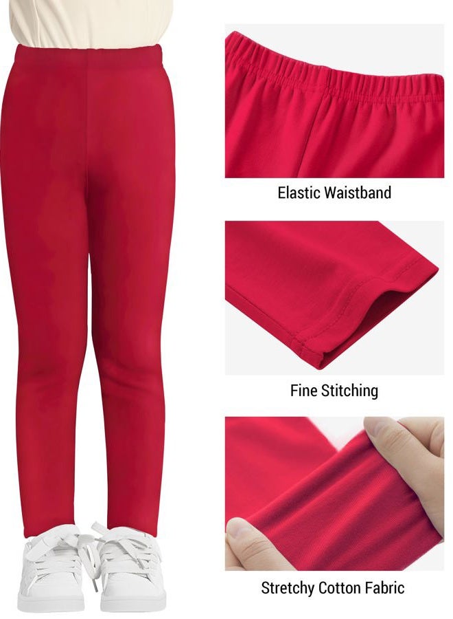 VOGRYE 2 Pack Girls Leggings Thick Cotton Leggings for Kids Full Length Pants Stretchy, White,red, 6 Years - Image 5