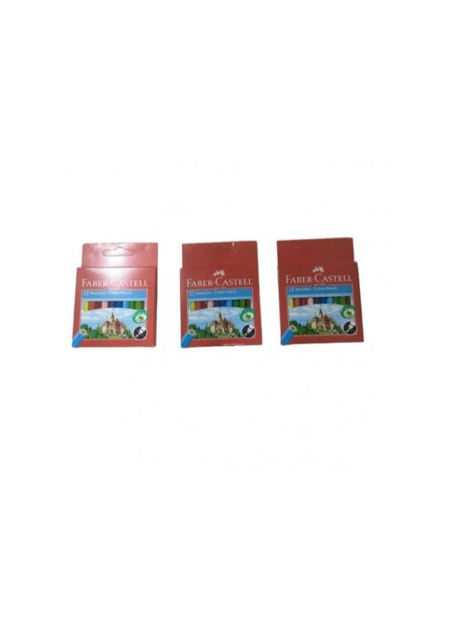 Faber-Castell Short Colored Pencils – 3 Boxes, 12 Pencils Each