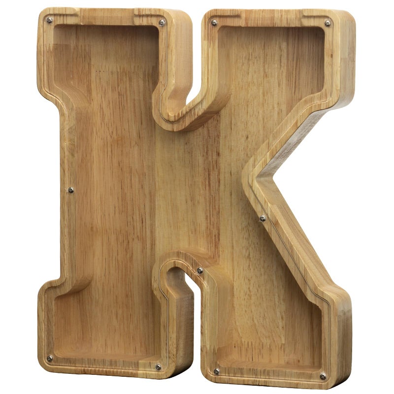 AORCMITN Extra Large Wooden Letter Coin Piggy Bank for Boys Girls Kids Toddler Alphabet K Money Bank InitialK12 - Image 3