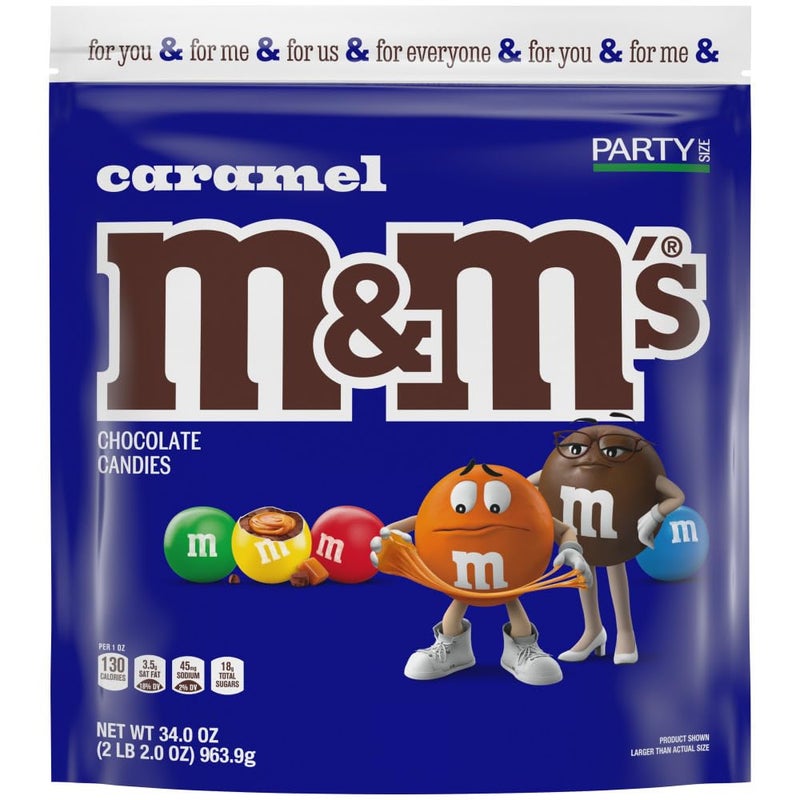 M&M's Caramel Milk Chocolate Christmas Candy, Party Size, 34 oz Resealable Bulk Candy Bag - Image 3
