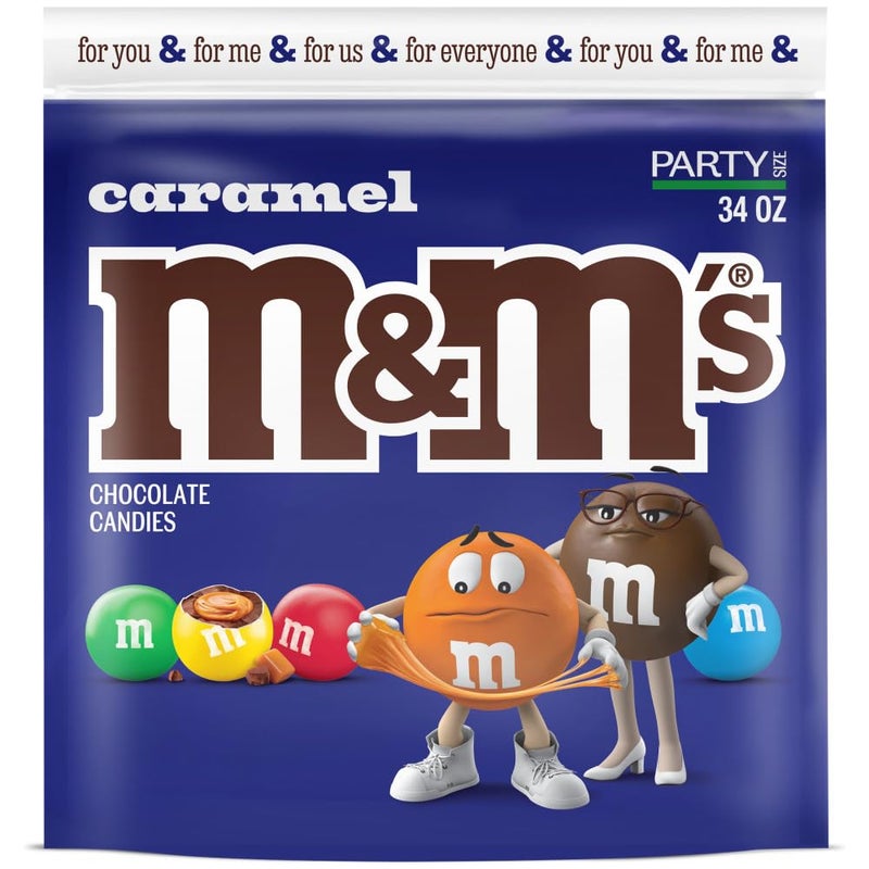 M&M's Caramel Milk Chocolate Christmas Candy, Party Size, 34 oz Resealable Bulk Candy Bag - Image 1