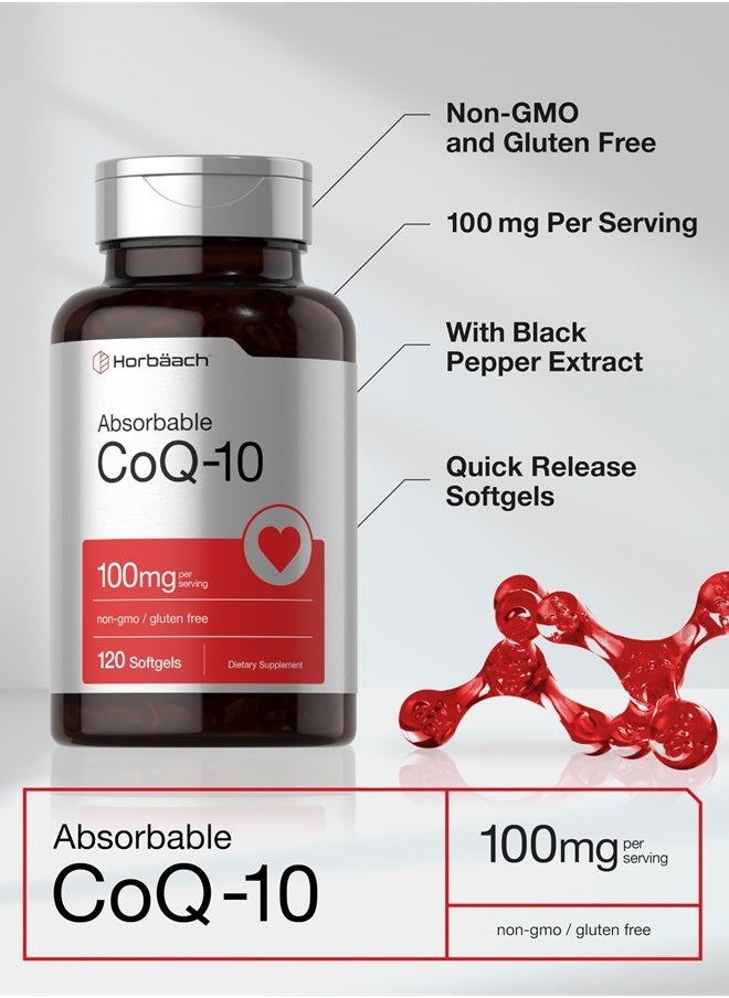 Horbaach CoQ10 100mg Softgels | 120 Count | 2X 50mg | Non-GMO and Gluten Free Supplement  - Image 4