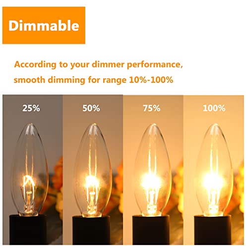 Brightever Vintage Incandescent Light Bulbs 40Watt B10 380 Lumens, Clear Dimmable E12 Edison Candelabra Lightbulbs, Decorative Candle Bulbs for Chandeliers, Ceiling Fan, 2500K Warm White 12-Pack - Image 4