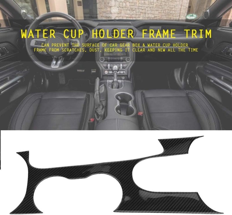 QASULER Carbon Fiber Gear Box & Water Cup Holder Trim for Mustang - Image 5