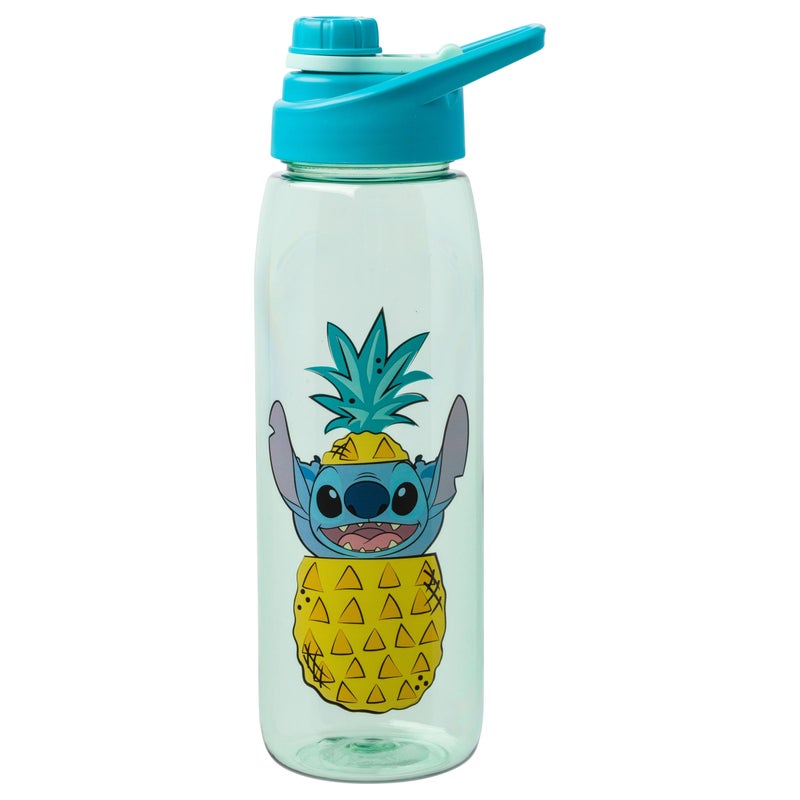 Silver Buffalo Disney Lilo and Stitch Pineapple Pop Up Peek-A-Boo Water Bottle with Screw-On Lid, 28 Ounces - Image 1