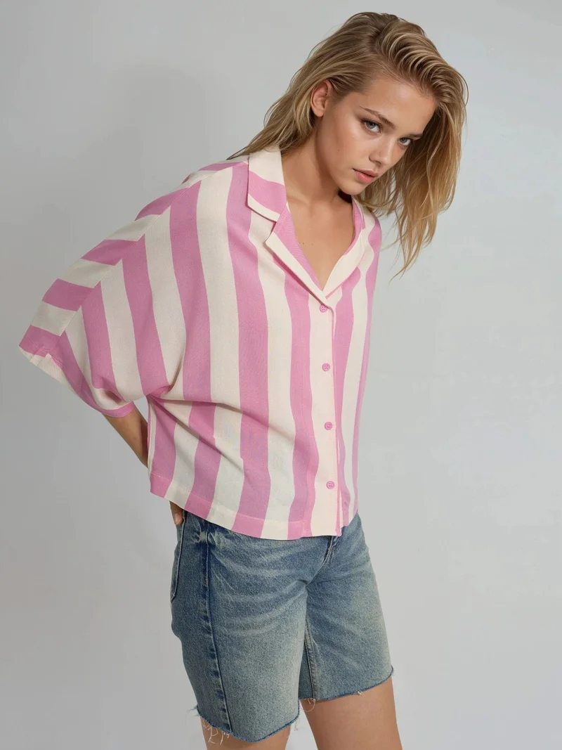 Busem BUSEM Relaxed Fit Striped Button-Up Shirt