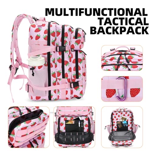 Lovelinks21 25L Tactical Military Backpack Small Travel Rucksack for Men and Women Assault Pack Bug Out Bag Molle Daypack Gym Backpack with Bottle Holder (Strawberry) - Image 5