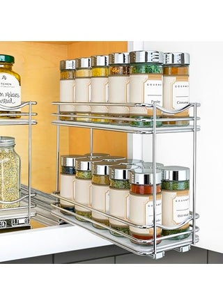 LYNK PROFESSIONAL Pull Out Spice Rack Organizer for Inside Kitchen Cabinets  414 inch Wide  Slide Out Drawer  Chrome Sliding Spice Cabinet Organization Shelf Racks  2 Tier - pzsku/Z3525C5CD2BA871AC36F1Z/45/1749490738/7c81c14a-3909-4e3c-b659-e077e16adc55