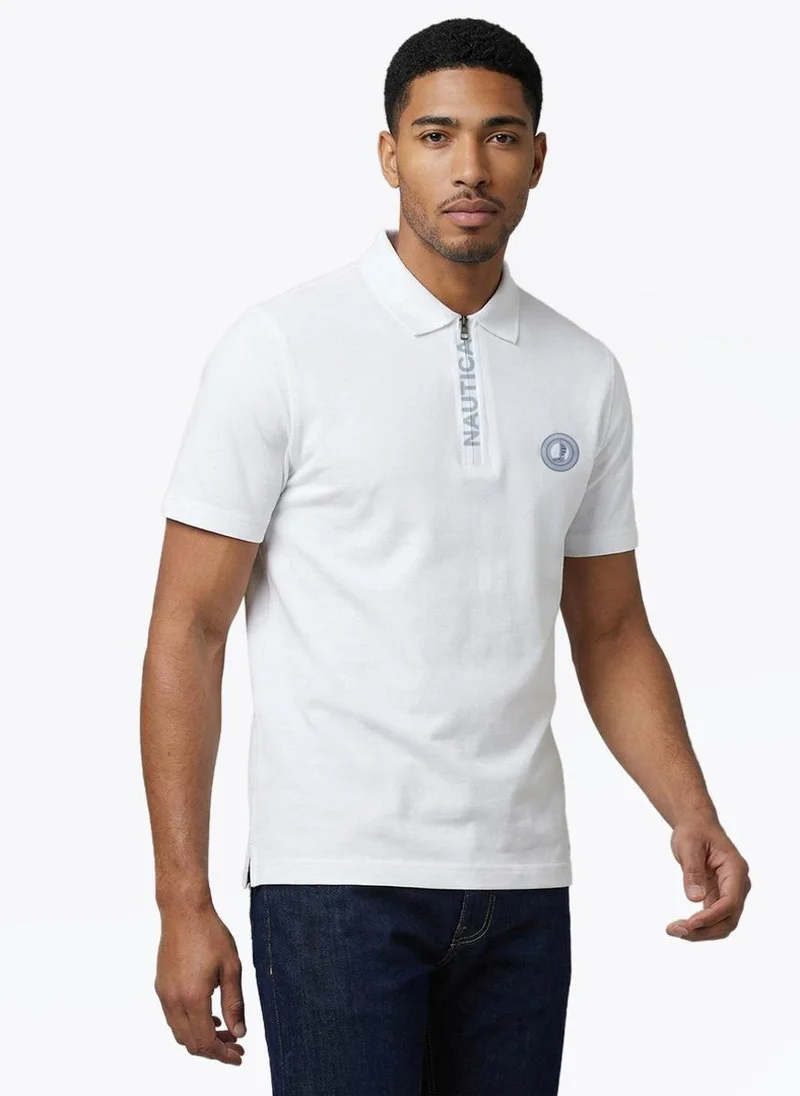 Nautica Men Regular Fit Short Sleeve Logo Polo Shirt for Versatile Styling - White