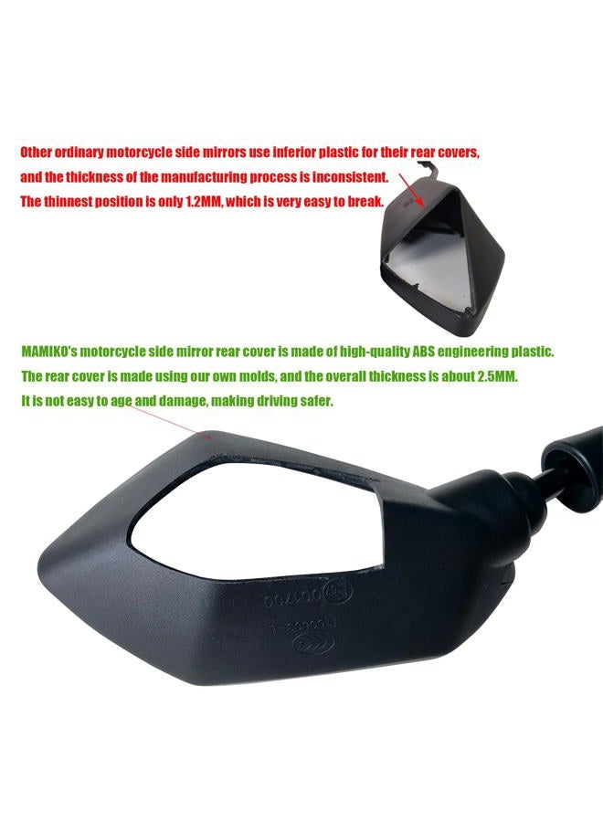 Mamiko Universal Motorcycle Rear View Mirrors for M8 M10 Threaded Bolt Double Take Mirror Mount Compatible with Motorcycle Scooter Moped Polaris Sportsman Honda ATV Dirt Bike Cruiser - Image 3
